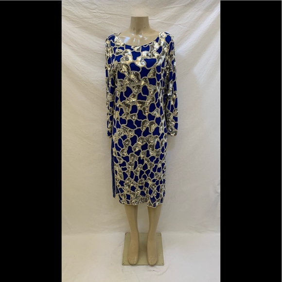 VTG 80s Xoanon Sz M Embellished Knee Length Dress - Picture 1 of 11